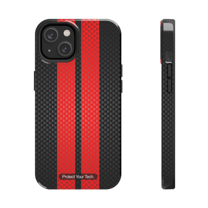 Red Stripe Carbon Pattern Tough iPhone/Samsung Case