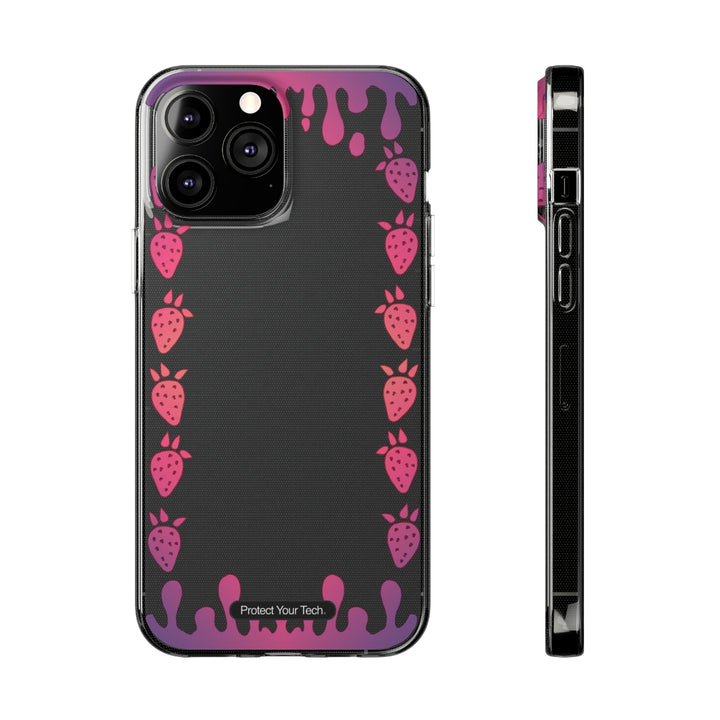 Clear Strawberry Fields Soft Phone Cases