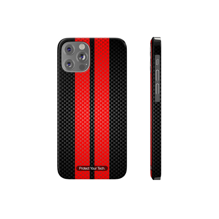 Red Stripe Carbon Pattern Case-Mate Barely There iPhone Case