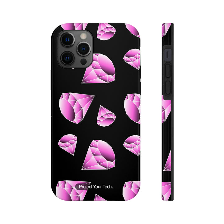 Pink Diamonds on Black Case-Mate Tough iPhone Case