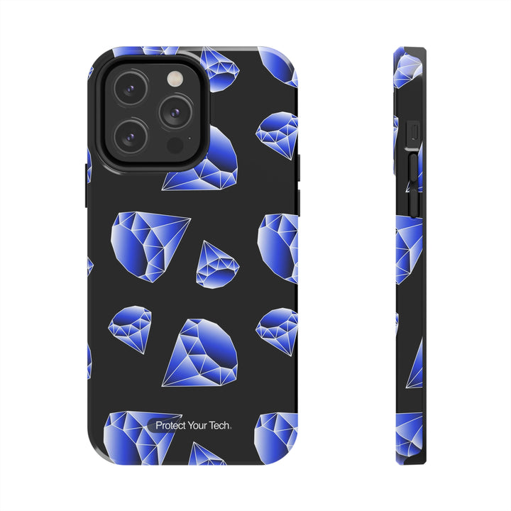 Blue Diamonds on Black Case-Mate Tough iPhone Case