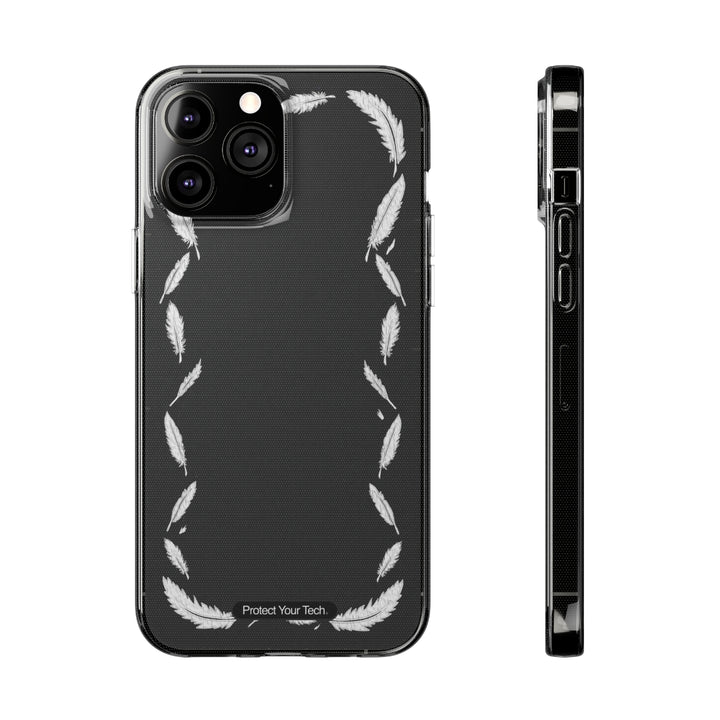 Clear White Feather Soft Phone Cases