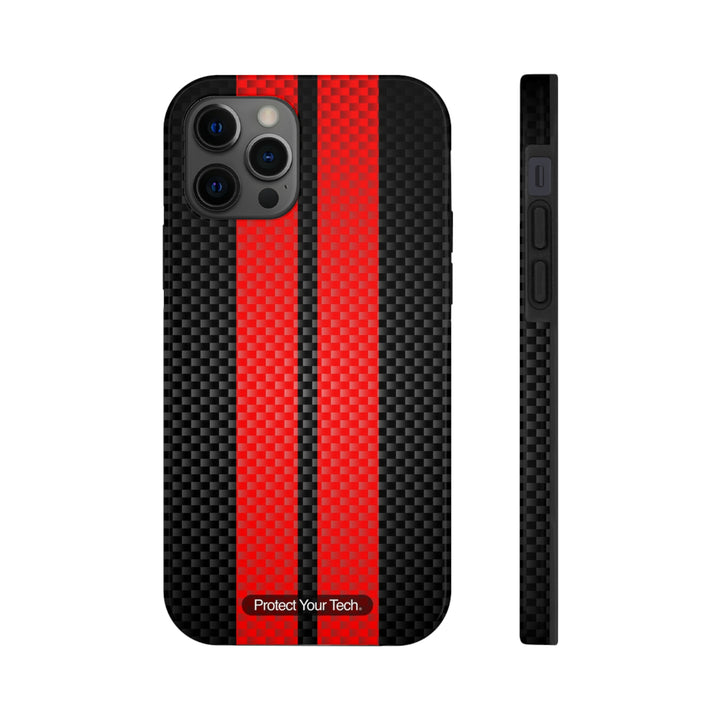 Red Stripe Carbon Pattern Case-Mate Tough iPhone Case