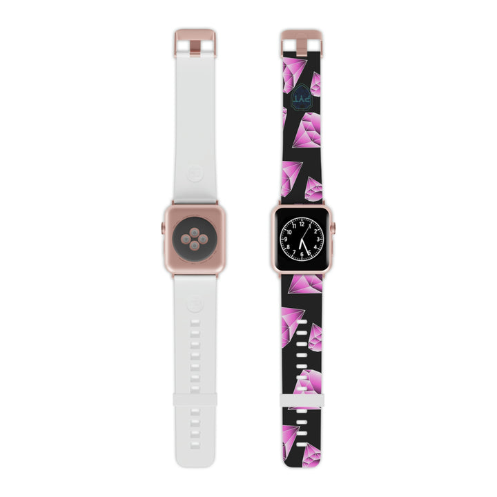Pink Diamonds on Black Watch Band for Apple Watch