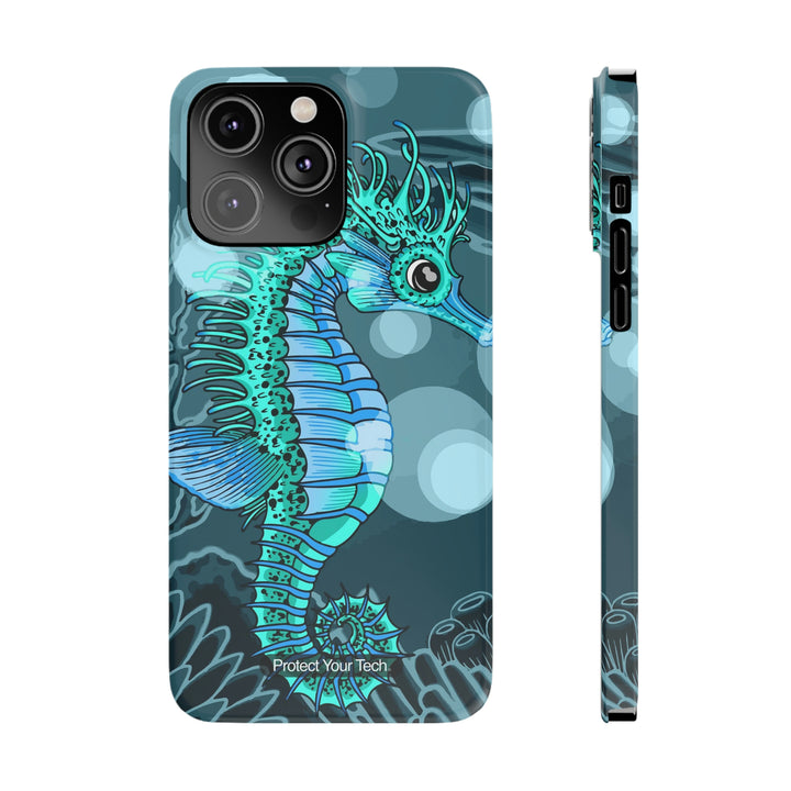 Blue Tattoo Seahorse Slim iPhone Case