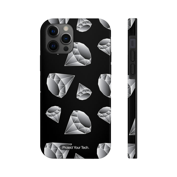 White Diamonds on Black Case-Mate Tough iPhone Case