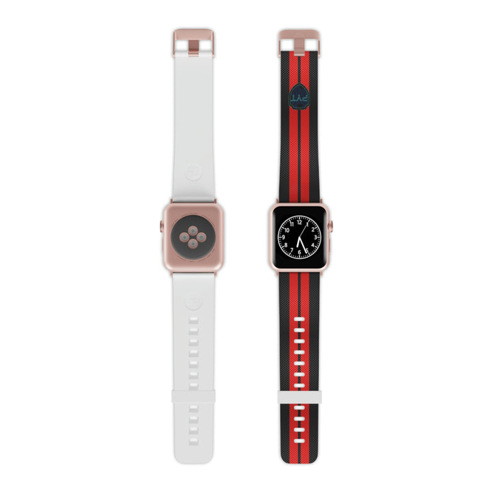 Red Stripe Carbon Pattern Watch Band for Apple Watch