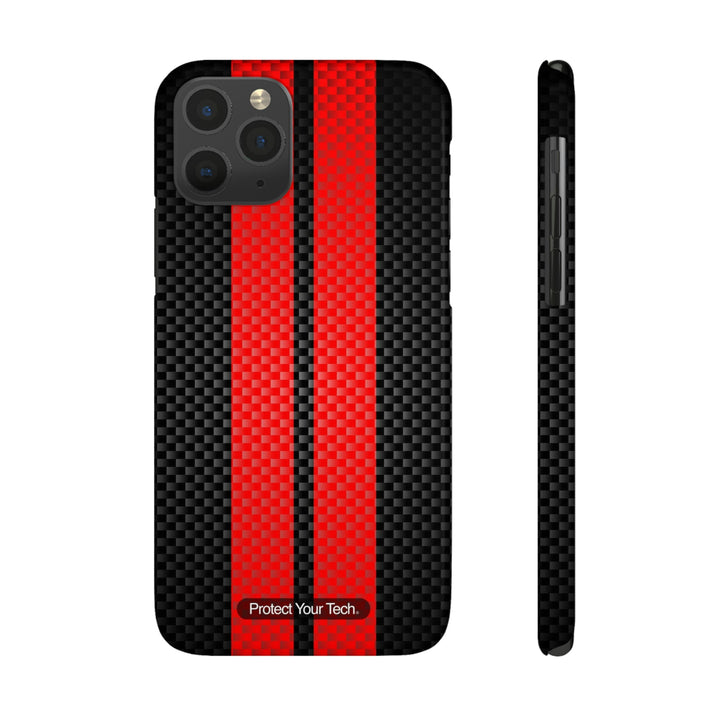 Red Stripe Carbon Pattern Case-Mate Slim iPhone Case