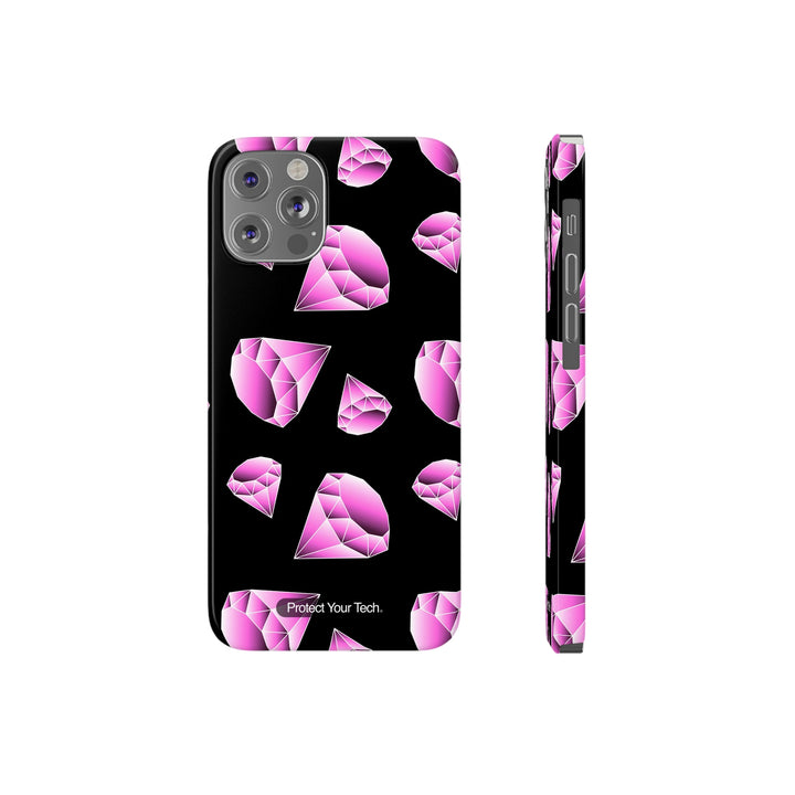 Pink Diamonds on Black Case-Mate Barely There iPhone Case